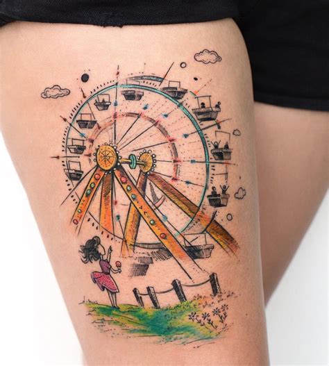 Ride High with Creative Ferris Wheel Tattoo Designs!
